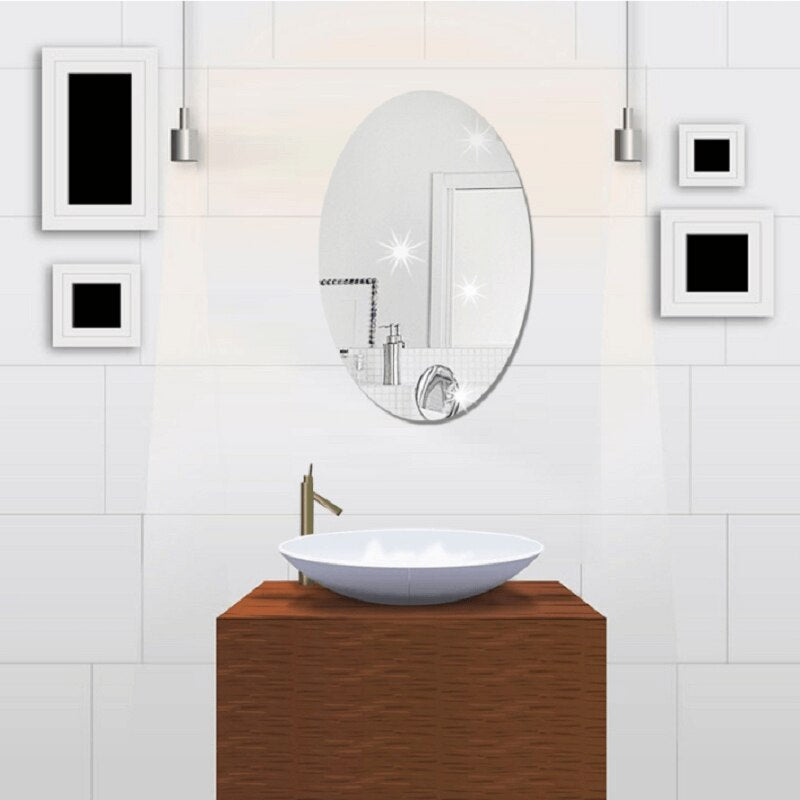 Oval Shape Flexible Self Adhesive Non-Glass Mirror Sticker