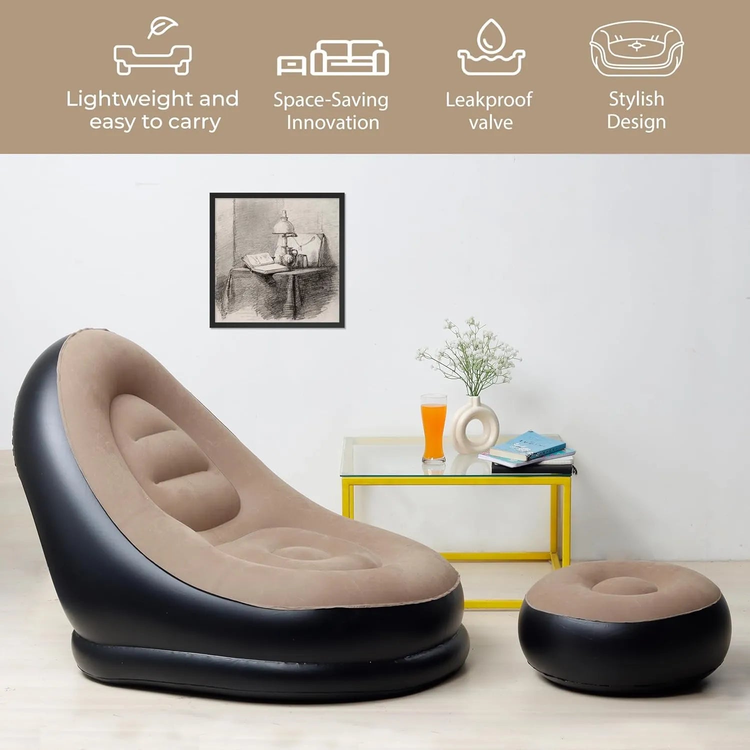 Inflatable Sofa with Footrest and Free Electric Inflator