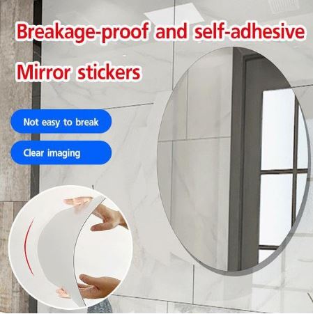 Oval Shape Flexible Self Adhesive Non-Glass Mirror Sticker