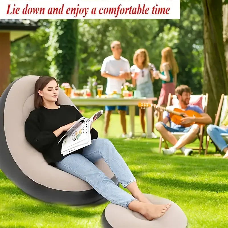 Inflatable Sofa with Footrest and Free Electric Inflator