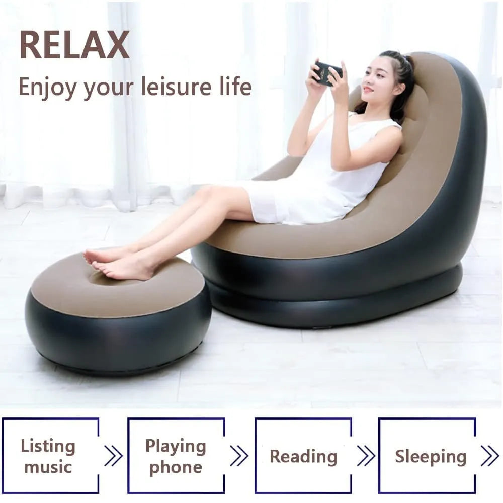 Inflatable Sofa with Footrest and Free Electric Inflator